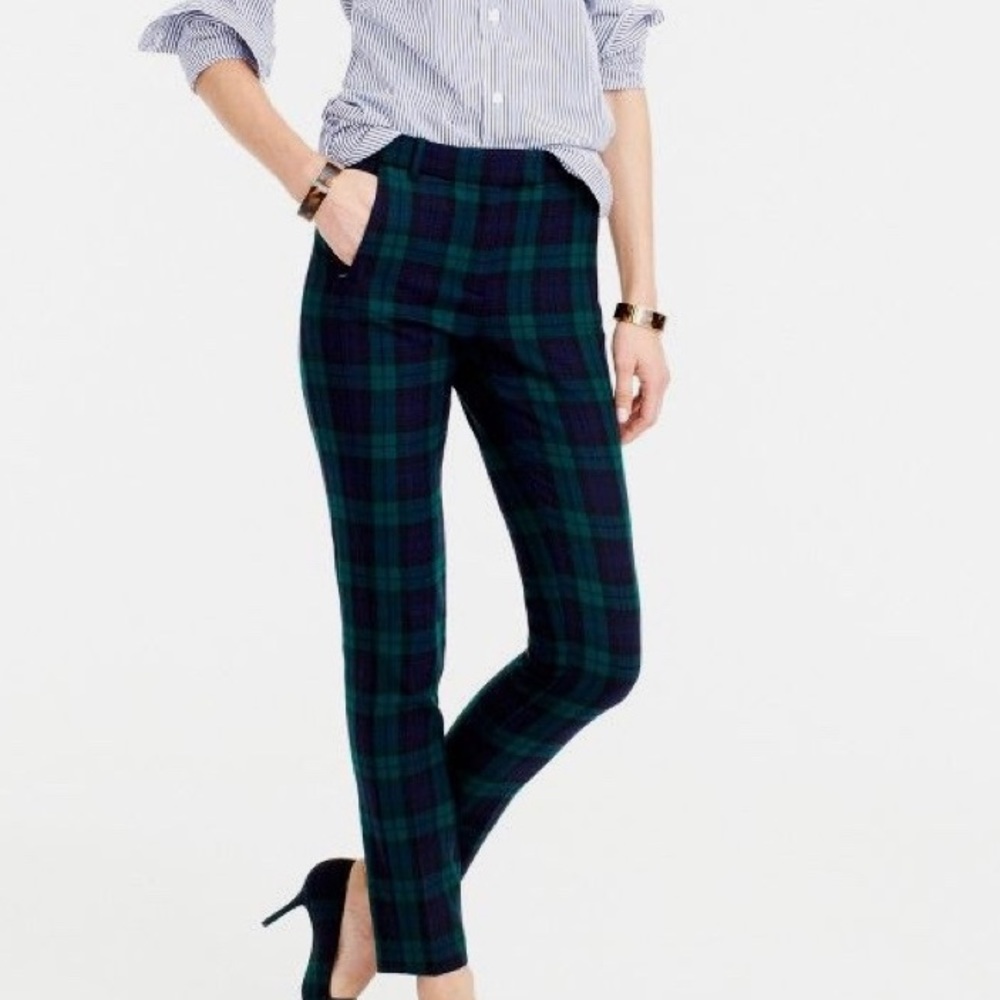 J.Crew Blue and Green Plaid Martie Pants